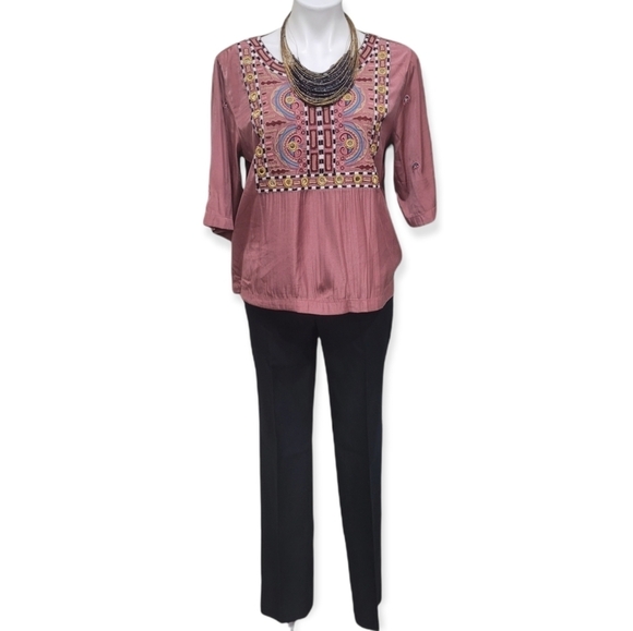 Scotch & Soda Embroidered Peasant Blouse Short Sleeve Boho Top Women’s Sz 2 - Picture 2 of 11